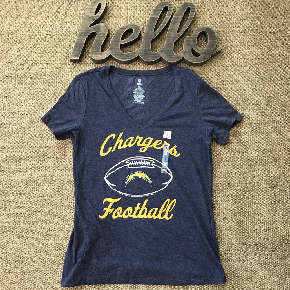 San Diego Chargers V-Neck Tee Heathered Blue